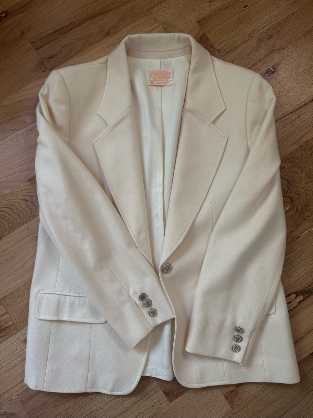 Pendleton Cream Single-Button Tailored Blazer